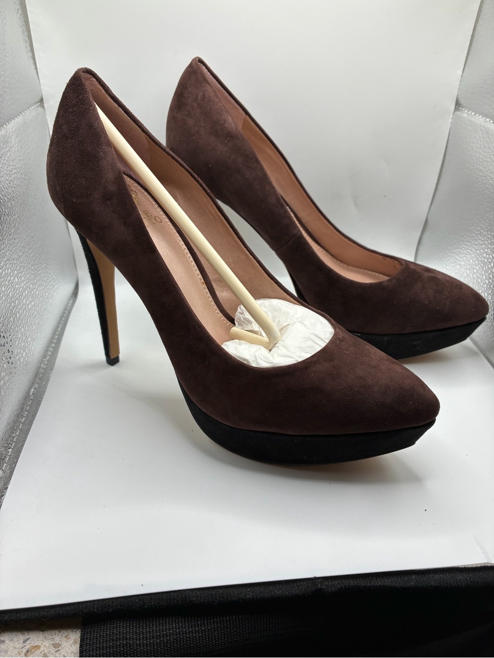 Vince Camuto Ritz Suede Platform Pumps Brown Expresso Stiletto Heels Women 7.5B